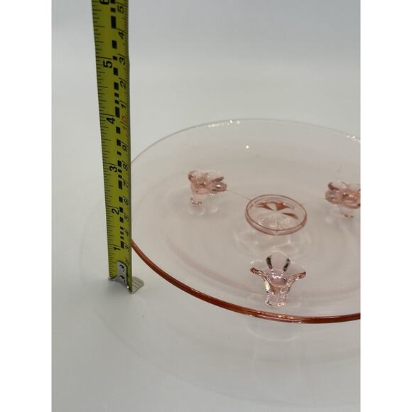 Vintage Lancaster 3 Footed Pink Depression Glass Dessert Plate 1930s 7.5" - Picture 7 of 7